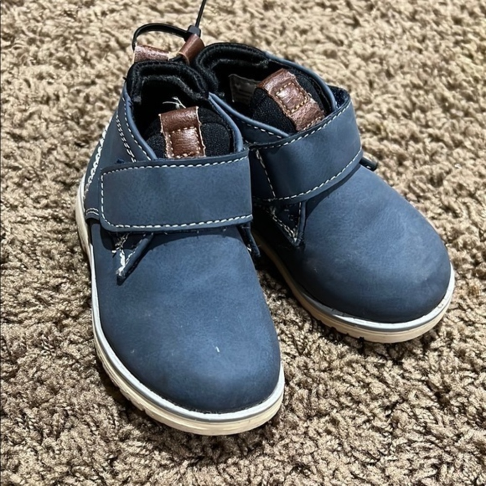 Blue Casual Boots with Velcro Closure and Soft Material
